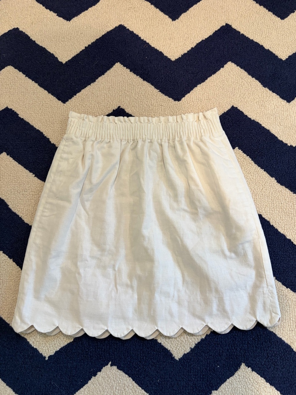J. Crew Cream Linen Scallop Hem Mini Skirt